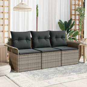 Vidaxl bankstel 3 st 3-aantal zitplaatsen grijs poly rattan