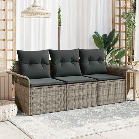 Vidaxl bankstel 3 st 3-aantal zitplaatsen grijs poly rattan