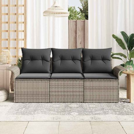 Vidaxl bankstel 3 st 3-aantal zitplaatsen grijs poly rattan