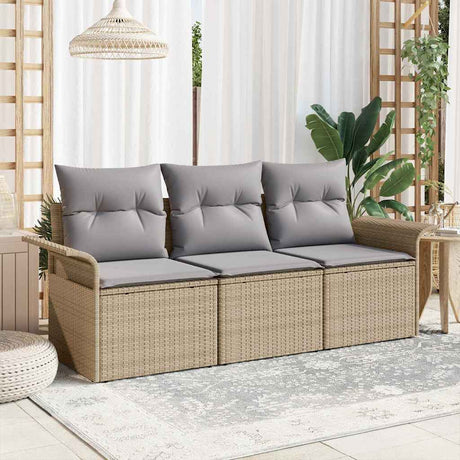 Vidaxl bankstel 3 st 3-aantal zitplaatsen beige en grijs poly rattan