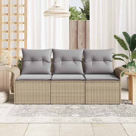 Vidaxl bankstel 3 st 3-aantal zitplaatsen beige en grijs poly rattan
