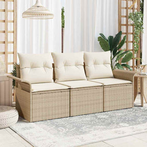 Vidaxl bankstel 3 st 3-aantal zitplaatsen beige en crème poly rattan