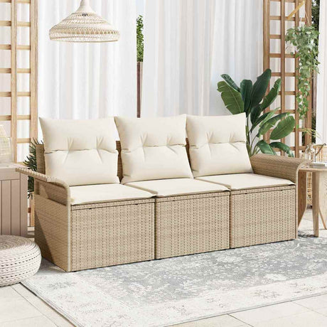 Vidaxl bankstel 3 st 3-aantal zitplaatsen beige en crème poly rattan
