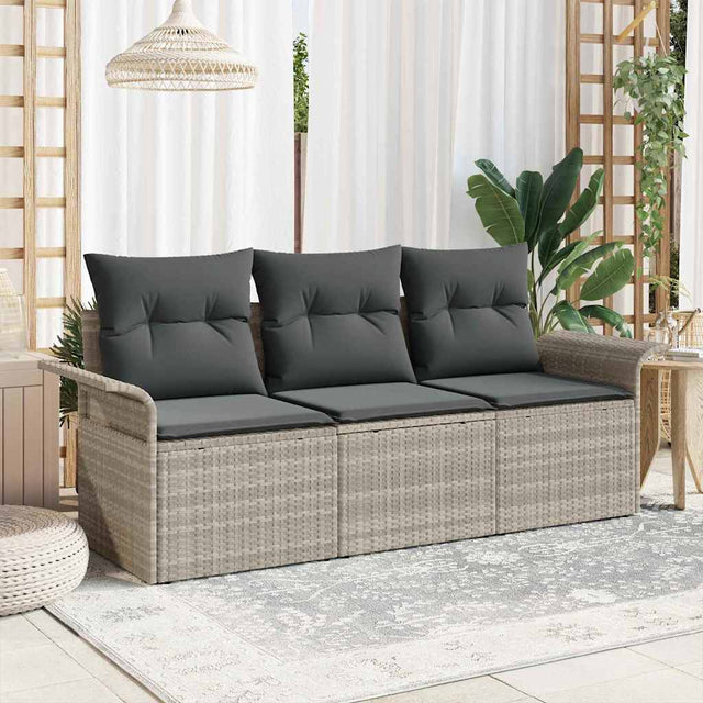 Vidaxl bankstel 3 st 3-aantal zitplaatsen grijs poly rattan