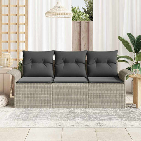 Vidaxl bankstel 3 st 3-aantal zitplaatsen grijs poly rattan