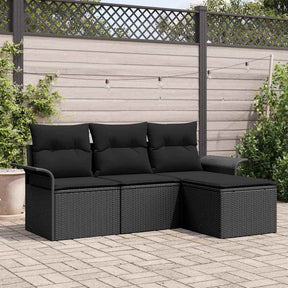 Vidaxl bankstel 4 st 4-aantal zitplaatsen zwart poly rattan