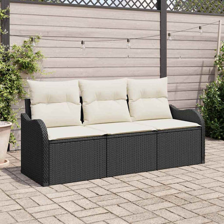 Vidaxl tuinbankenset 3 st zwart poly rattan