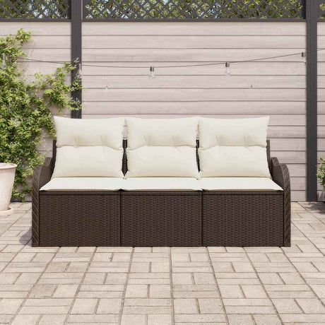 Vidaxl tuinbankenset 3 st bruin poly rattan