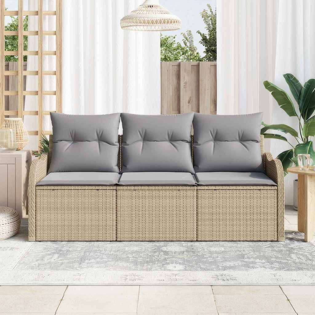Vidaxl tuinbankenset 3 st beige poly rattan
