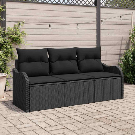 Vidaxl tuinbankenset 3 st zwart poly rattan