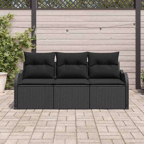 Vidaxl tuinbankenset 3 st zwart poly rattan