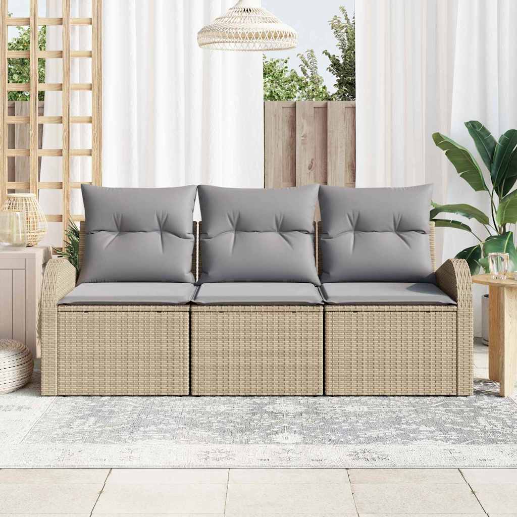 Vidaxl tuin sofa set beige poly rattan