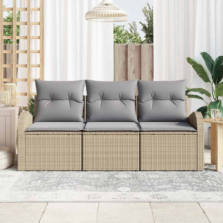 Vidaxl tuin sofa set beige poly rattan