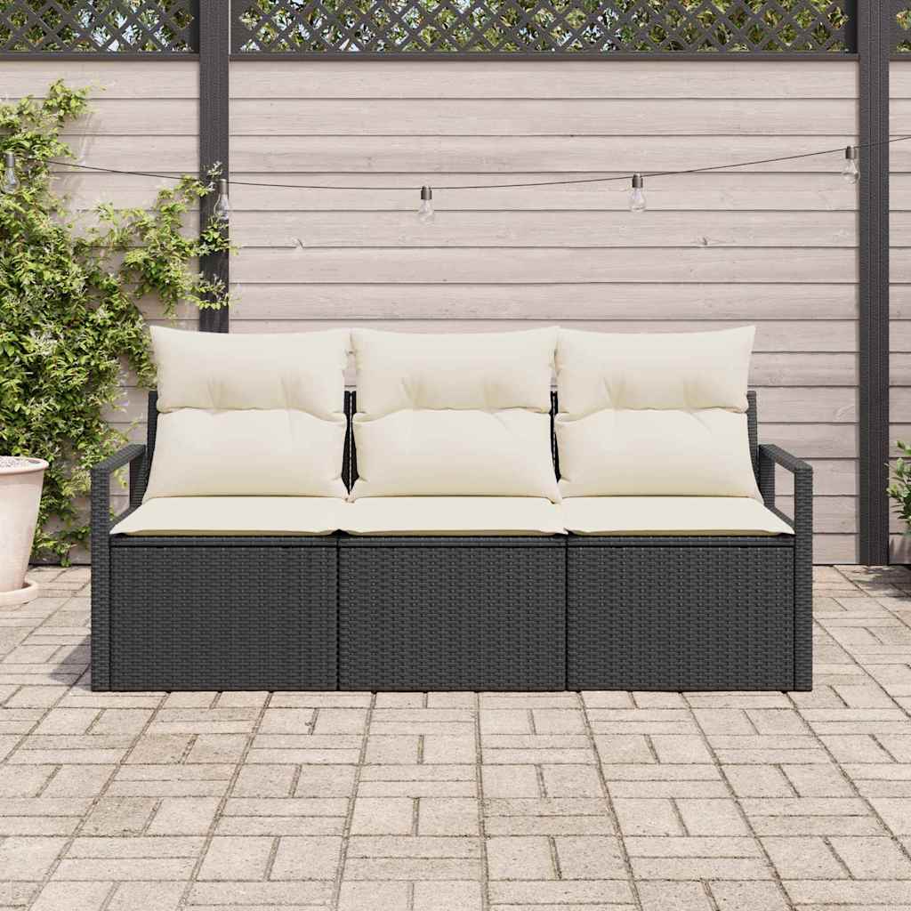Vidaxl bankstel 3 st zwart poly rattan