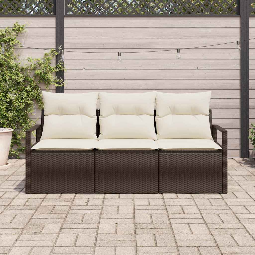Vidaxl bankstel 3 st bruin poly rattan