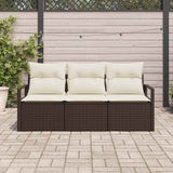 Vidaxl bankstel 3 st bruin poly rattan