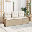 Vidaxl bankstel 3 st beige poly rattan