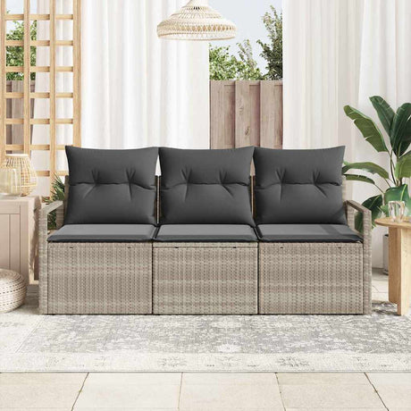 Vidaxl bankstel 3 st lichtgrijs poly rattan