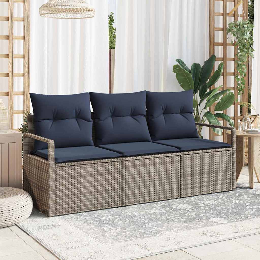 Vidaxl bankstel 3 st grijs poly rattan