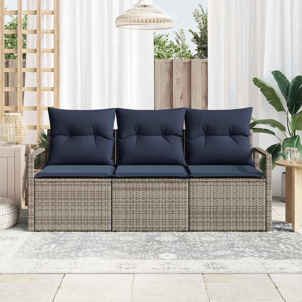 Vidaxl bankstel 3 st grijs poly rattan