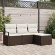 Vidaxl bankstel 4 st bruin poly rattan