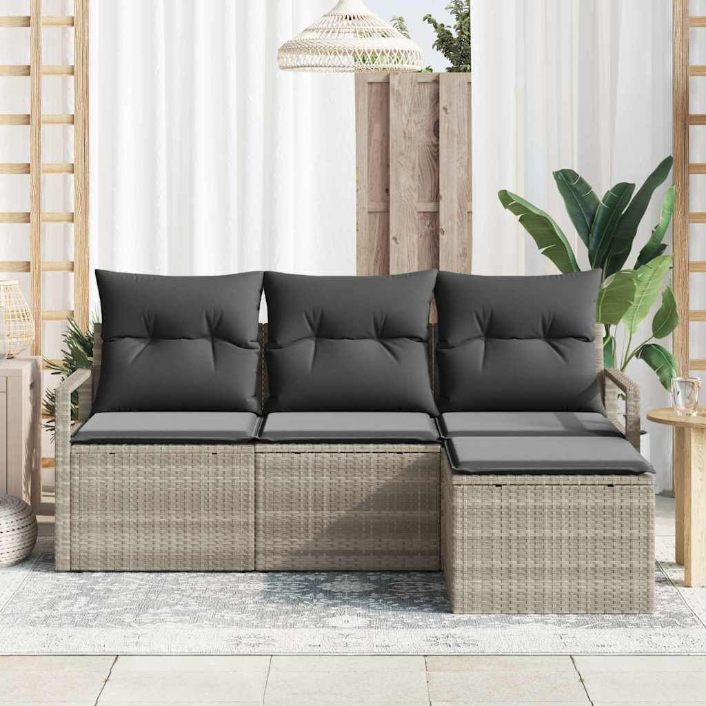 Vidaxl bankstel 4 st lichtgrijs poly rattan