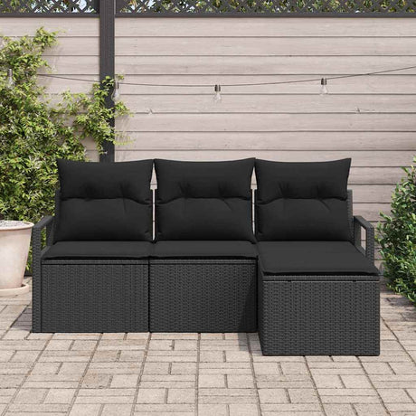 Vidaxl bankstel 4 st zwart poly rattan