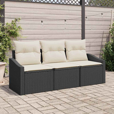 Vidaxl bankstel 3 st zwart poly rattan