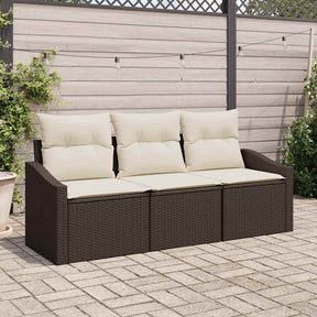 Vidaxl bankstel 3 st bruin poly rattan