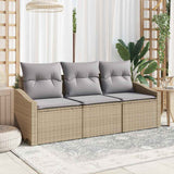 Vidaxl bankstel 3 st beige poly rattan