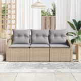 Vidaxl bankstel 3 st beige poly rattan