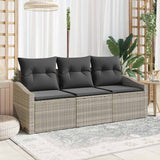Vidaxl bankstel 3 st lichtgrijs poly rattan
