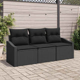 Vidaxl bankstel 3 st zwart poly rattan