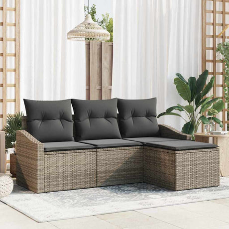 Vidaxl bankstel 4 st grijs poly rattan