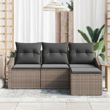 Vidaxl bankstel 4 st grijs poly rattan