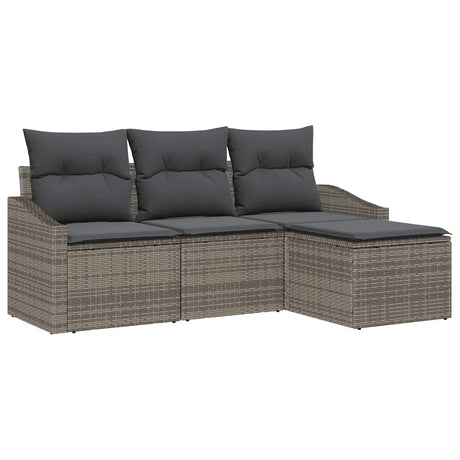 Vidaxl bankstel 4 st grijs poly rattan