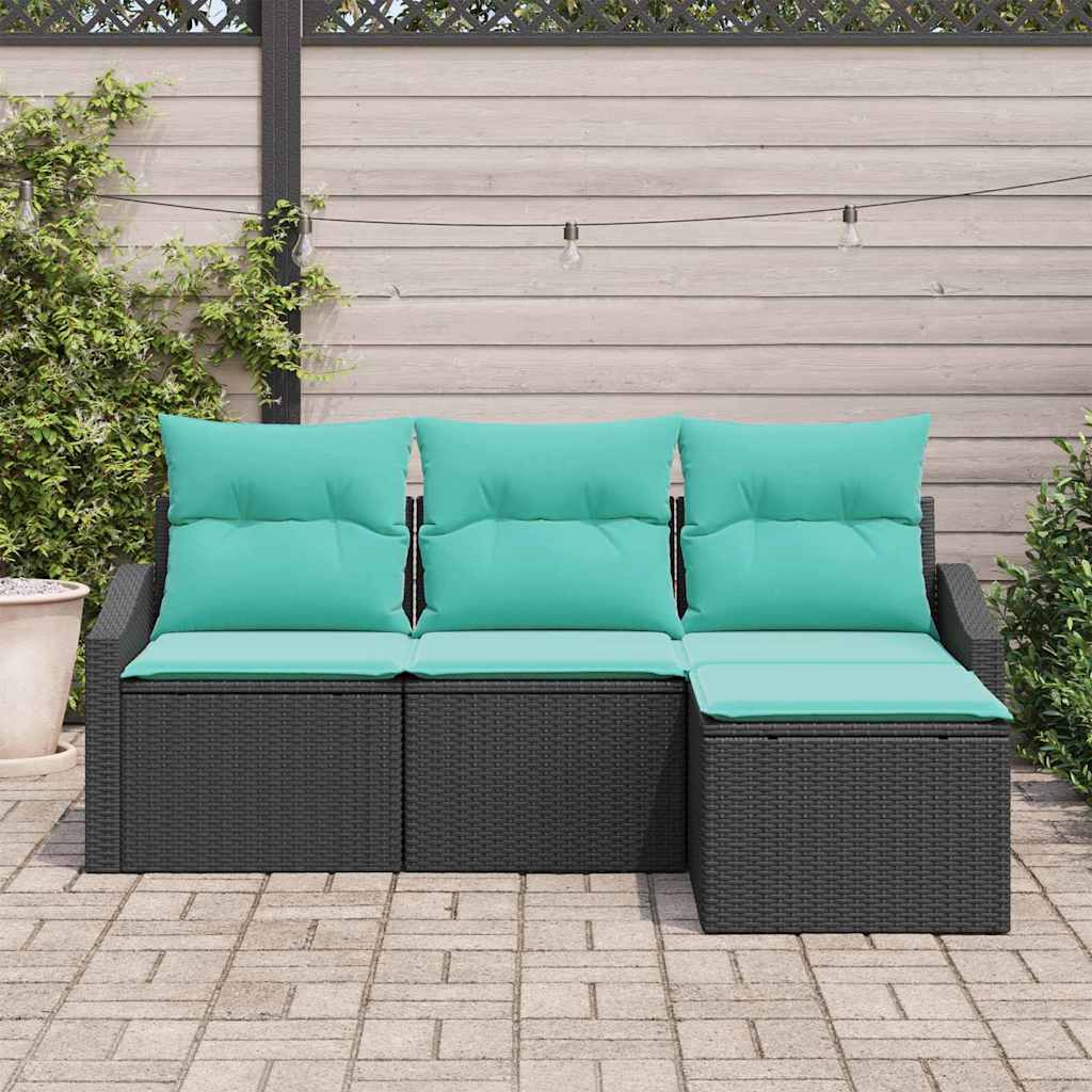 Vidaxl bankstel 4 st zwart poly rattan