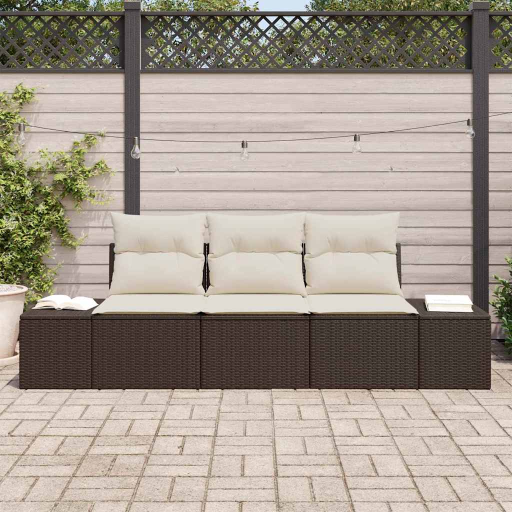 Vidaxl bankstel 3 st bruin poly rattan
