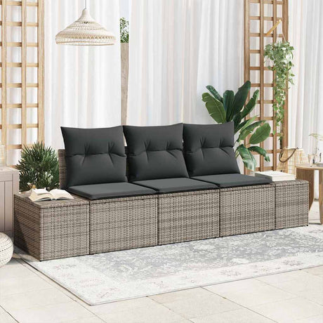 Vidaxl bankstel 3 st grijs poly rattan