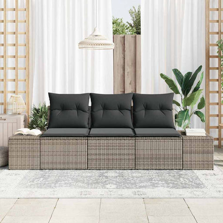 Vidaxl bankstel 3 st grijs poly rattan