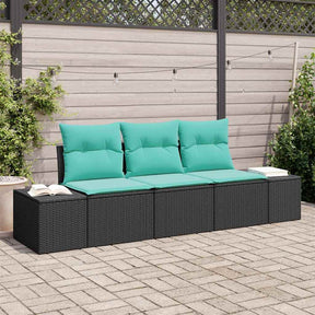 Vidaxl bankstel 3 st zwart poly rattan