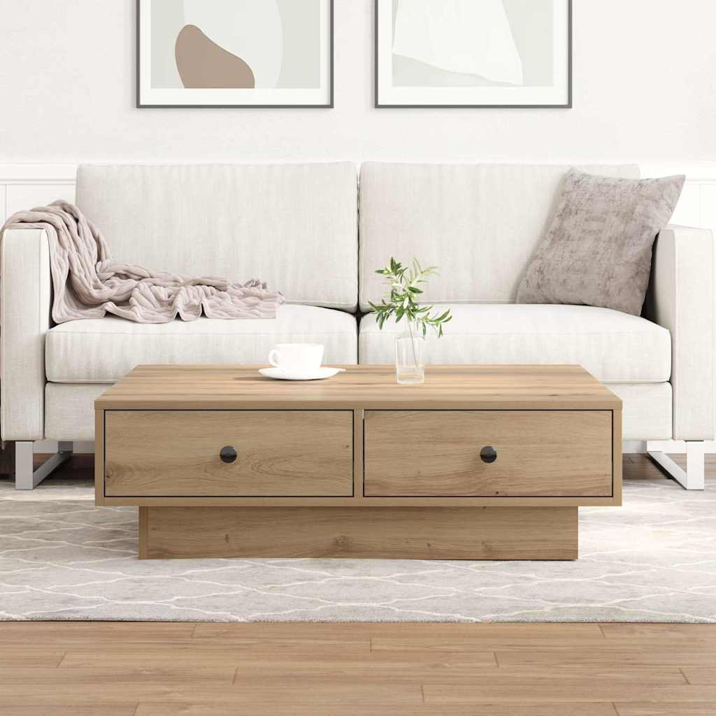 Vidaxl salontafel artisan eiken 90 x 90 x 28 cm bewerkt hout