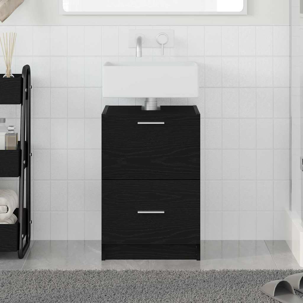 Vidaxl badkamer kast zwart eiken 40 x 37 x 59 cm bewerkt hout