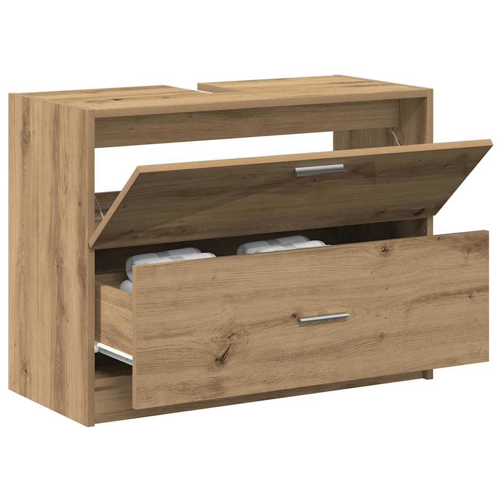 Vidaxl badkamer kast artisan eiken 78 x 37 x 59 cm bewerkt hout