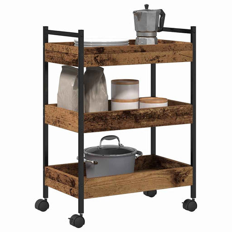 Vidaxl keuken trolley oud hout 50 x 30 x 70 cm bewerkt hout