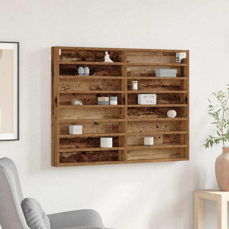 Vidaxl vitrinekast muurmontage oudhout 100 x 8,5 x 75 cm bewerkt hout