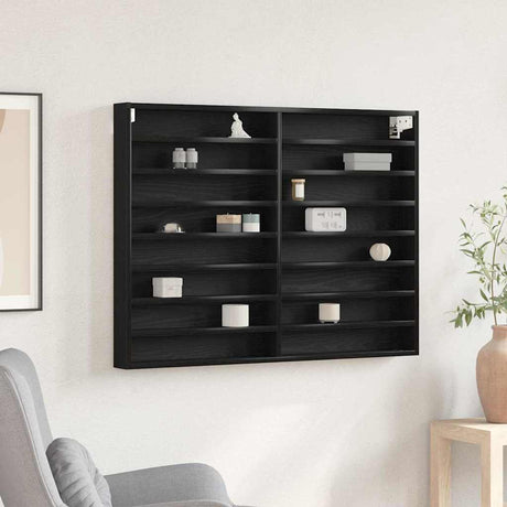 Vidaxl vitrinekast muurmontage zwart eiken 100 x 8,5 x 75 cm