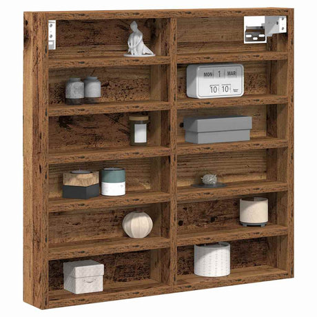 Vidaxl vitrinekast muurmontage oudhout 60 x 8,5 x 58 cm bewerkt hout