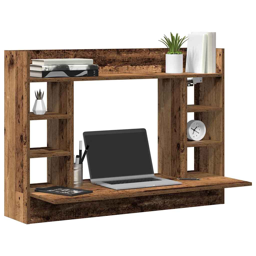 Vidaxl aan de muur bevestigd bureau oud hout 105 x 48 x 75 cm