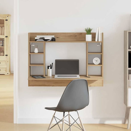 Vidaxl aan de muur bevestigd bureau artisanaal eikenkleurig